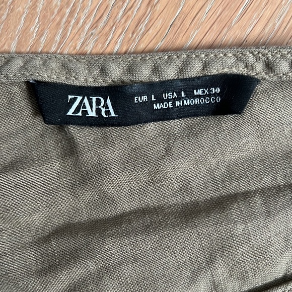 ZARA Pinafore Dress with Pockets - Green - Size: Large - Picture 8 of 15